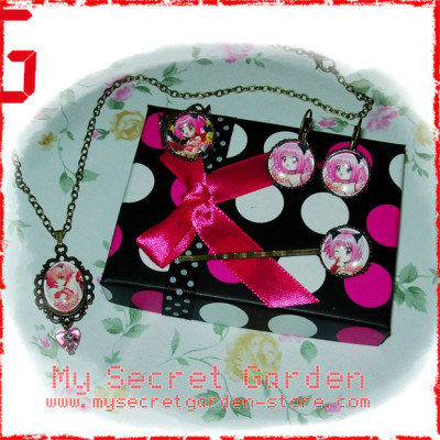 Tokyo Mew Mew ( Mew Mew Power ) 東京ミュウミュウ Ichigo Momomiya anime Cabochon Gift Set ( Ring, Earrings, Hair Clip, Necklace)